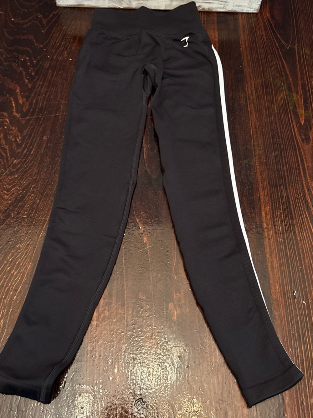 Gymshark Black Leggings with White Side Stripe